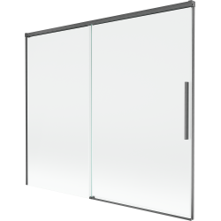 Mexen Rox 2-jų dalių slankiojančio dušo sienelė 180 x 150 cm, permatoma, šlifuota pilkšvai juoda - 8C9-180-001-66-00