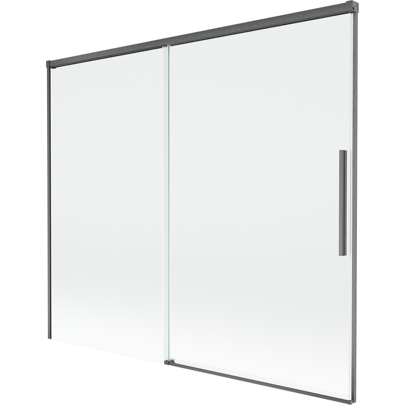 Mexen Rox 2-jų dalių slankiojančio dušo sienelė 180 x 150 cm, permatoma, šlifuota pilkšvai juoda - 8C9-180-001-66-00