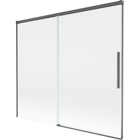 Mexen Rox 2-jų dalių slankiojančio dušo sienelė 180 x 150 cm, permatoma, šlifuota pilkšvai juoda - 8C9-180-001-66-00