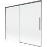 Mexen Rox 2-jų dalių slankiojančio dušo sienelė 180 x 150 cm, permatoma, šlifuota pilkšvai juoda - 8C9-180-001-66-00