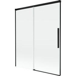 Mexen Rox dviejų dalių slankiojanti vonios sienelė 140 x 150 cm, permatoma, juoda - 8C9-140-001-70-00