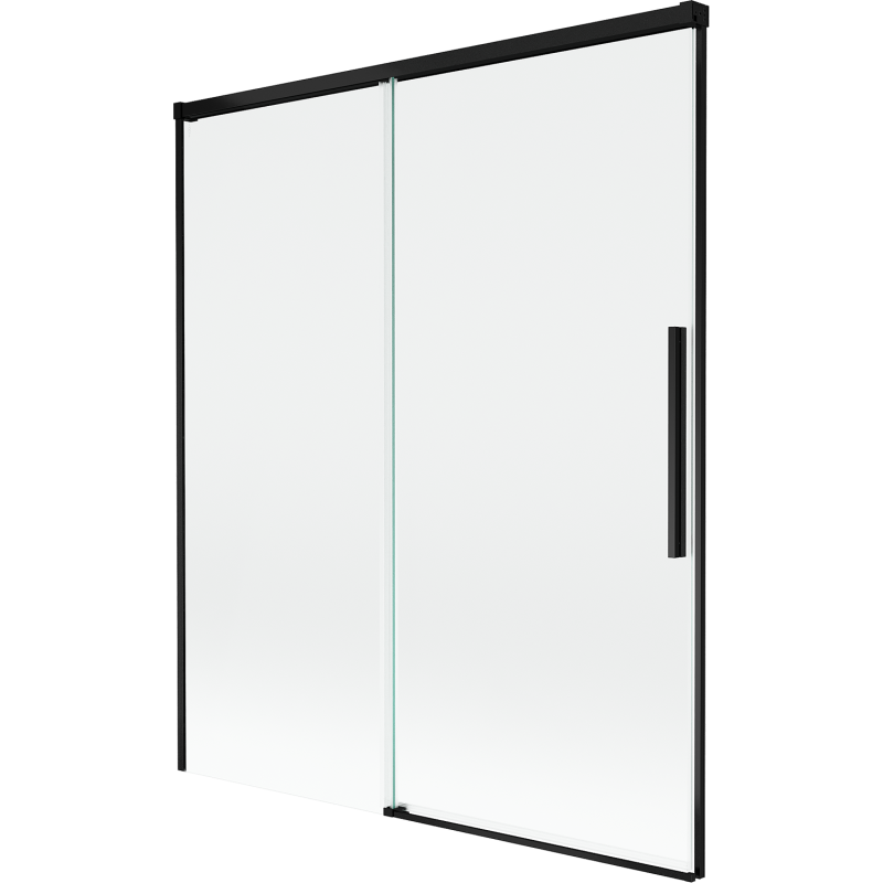 Mexen Rox dviejų dalių slankiojanti vonios sienelė 140 x 150 cm, permatoma, juoda - 8C9-140-001-70-00