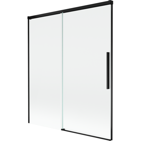 Mexen Rox dviejų dalių slankiojanti vonios sienelė 140 x 150 cm, permatoma, juoda - 8C9-140-001-70-00