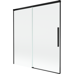 Mexen Rox 2 dalių įtraukiama vonios sienelė 150 x 150 cm, skaidri, juoda - 8C9-150-001-70-00