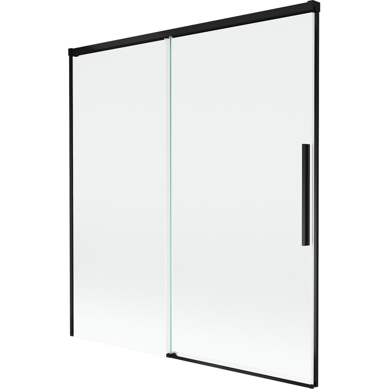 Mexen Rox 2 dalių įtraukiama vonios sienelė 150 x 150 cm, skaidri, juoda - 8C9-150-001-70-00