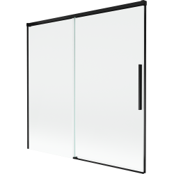 Mexen Rox slankiama dvikrypčiu vonios pertvara 160 x 150 cm, permatoma, juoda - 8C9-160-001-70-00