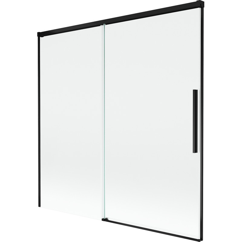 Mexen Rox slankiama dvikrypčiu vonios pertvara 160 x 150 cm, permatoma, juoda - 8C9-160-001-70-00