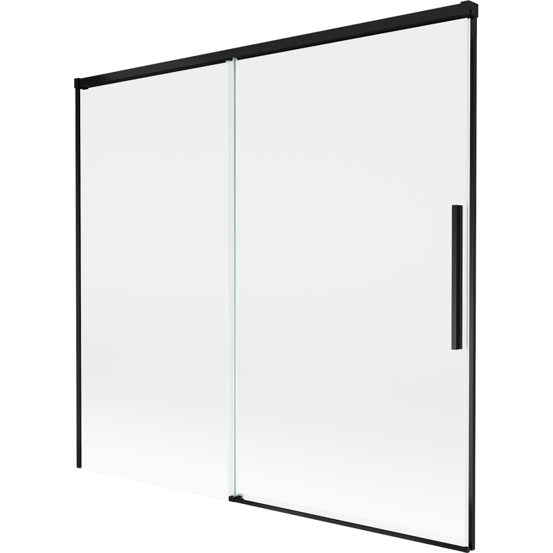 Mexen Rox dviejų durų stumdomas vonios sienelė 170 x 150 cm, skaidri, juoda - 8C9-170-001-70-00