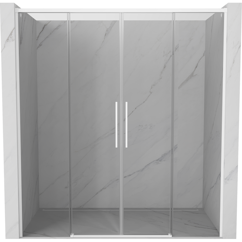 Mexen Rox Dvigubos stumdomos dušo durys 190 cm, skaidrios, baltos - 8C2-190-002-20-00