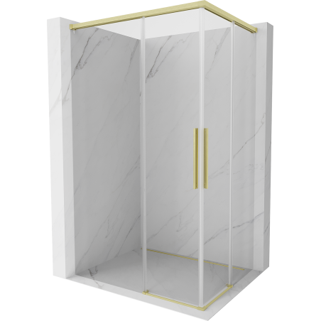 Mexen Rox Dviguba stumdoma dušo kabina 95 x 80 cm, skaidri, šlifuotas auksas - 8C2D-095-080-55-00