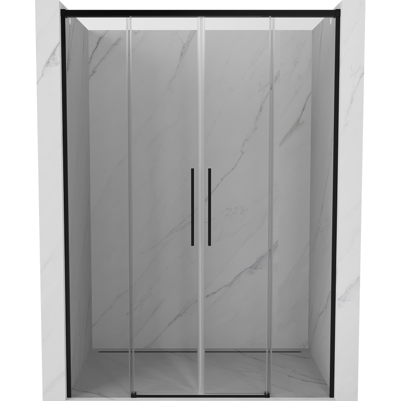 Mexen Rox Dvigubos slankiojančios dušo durys 160 cm, skaidrios, juodos - 8C2-160-002-70-00