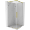 Mexen Rox Dviguba dušo kabina stumdoma 100 x 100 cm, permatomas, paauksuotas šepetys - 8C2D-100-100-55-00