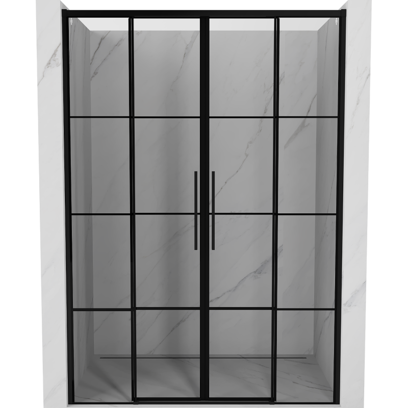 Mexen Rox Dvigubos stumdomos dušo durys 160 cm, juodas tinklelis, juodos - 8C2-160-002-70-77