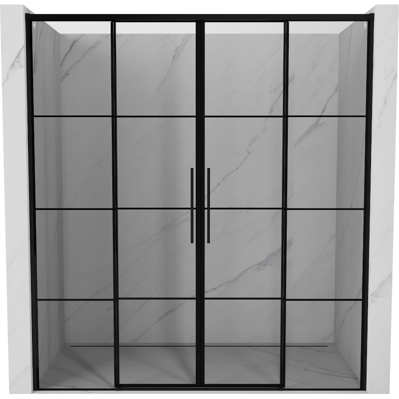 Mexen Rox stumdomos dušo durys 200 cm, juodas tinklelis, juodos - 8C2-200-002-70-77