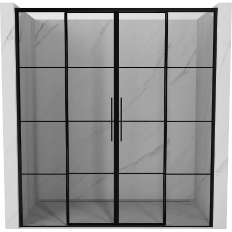 Mexen Rox stumdomos dušo durys 200 cm, juodas tinklelis, juodos - 8C2-200-002-70-77