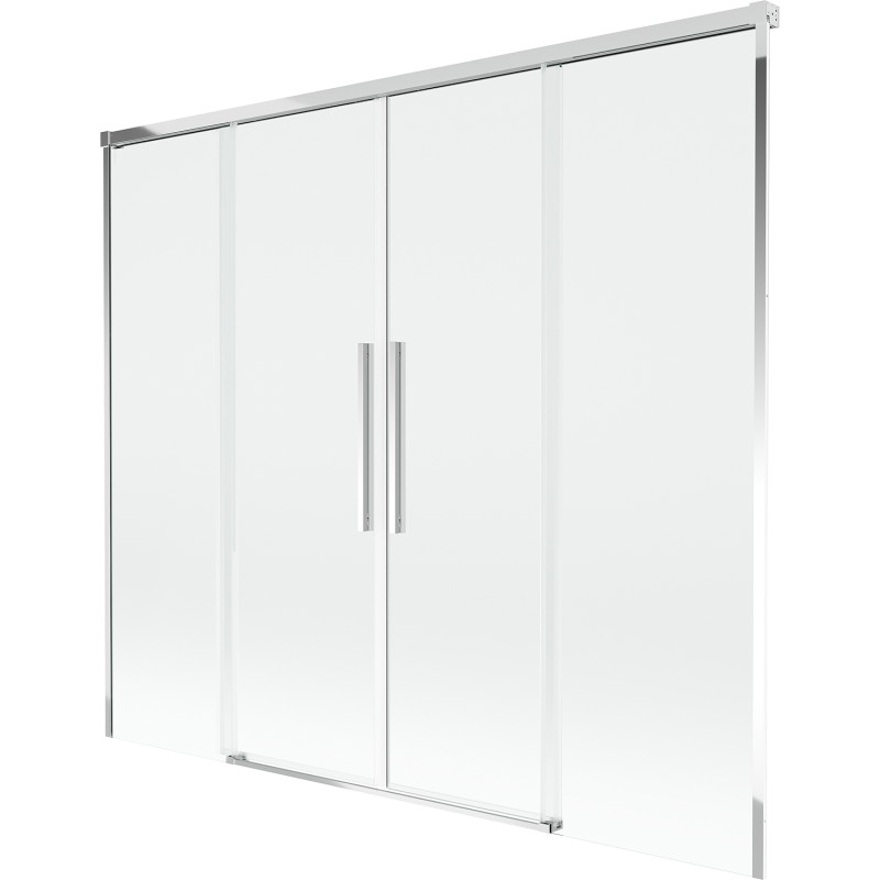 Mexen Rox slankiojanti dviejų dalių vonios sienelė 180 x 150 cm, skaidri, chromuota - 8C9-180-002-01-00