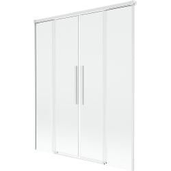 Mexen Rox vonios ekranas, 2-dalinis, slankiojantis, 160 x 150 cm, skaidrus, baltas - 8C9-160-002-20-00