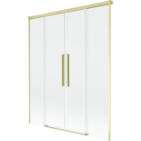 Mexen Rox dvigubas stumdomas dušo ekranas 150 x 150 cm, permatomas, auksinė šlifuota - 8C9-150-002-55-00