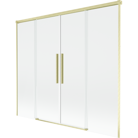 Mexen Rox vonios durys su 2 slankiojančiais sparnais 180 x 150 cm, permatomos, šlifuoto aukso - 8C9-180-002-55-00