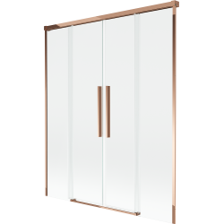 Mexen Rox dviejų dalių stumdomas vonios ekranas 140 x 150 cm, skaidrus, rožinis auksas - 8C9-140-002-60-00
