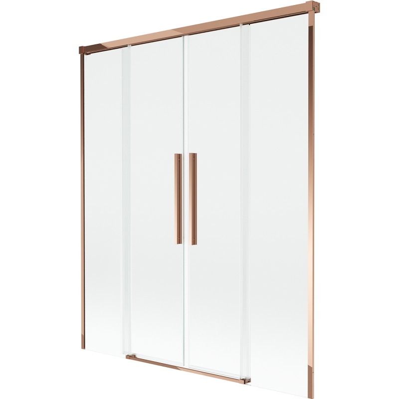 Mexen Rox dvivėrės stumdomos vonios pertvaros, 140 x 150 cm, permatomos, rožinio aukso - 8C9-140-002-60-00