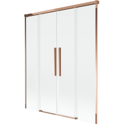 Mexen Rox vonios ekranas 2-dalių stumdomas 160 x 150 cm, skaidrus, rožinis auksas - 8C9-160-002-60-00