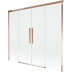 Mexen Rox dviejų dalių slankus dušo pertvara 170 x 150 cm, skaidri, rožinis auksas - 8C9-170-002-60-00