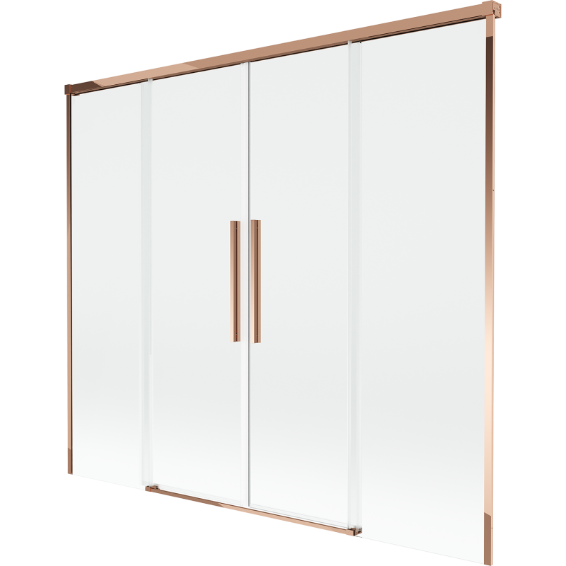 Mexen Rox dviejų dalių slankus dušo pertvara 170 x 150 cm, skaidri, rožinis auksas - 8C9-170-002-60-00