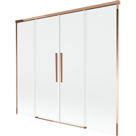 Mexen Rox dviejų dalių slankus dušo pertvara 170 x 150 cm, skaidri, rožinis auksas - 8C9-170-002-60-00