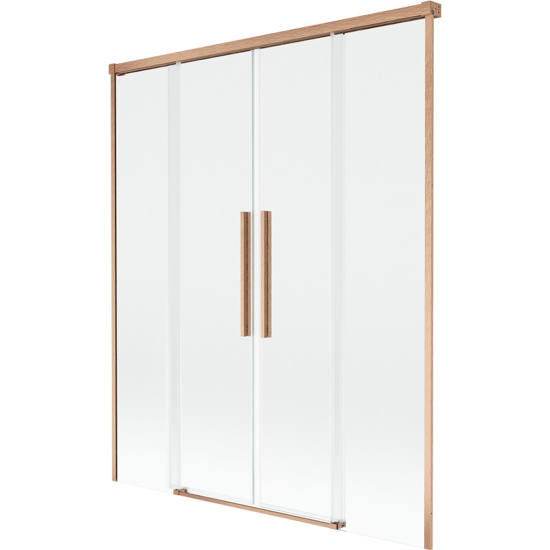 Mexen Rox voniai skirtas 2-jų dalių išskleidžiamas pertvaras 150 x 150 cm, skaidrus, matinė varis - 8C9-150-002-65-00