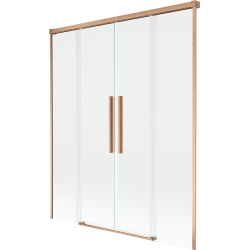 Mexen Rox dviejų sparnų stumdomas vonios kambario ekranas 160 x 150 cm, skaidrus, šlifuota varis - 8C9-160-002-65-00