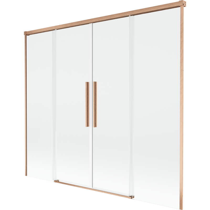 Mexen Rox dviejų dalių stumdomas dušo ekranas 170 x 150 cm, skaidrus, šlifuotas varis - 8C9-170-002-65-00