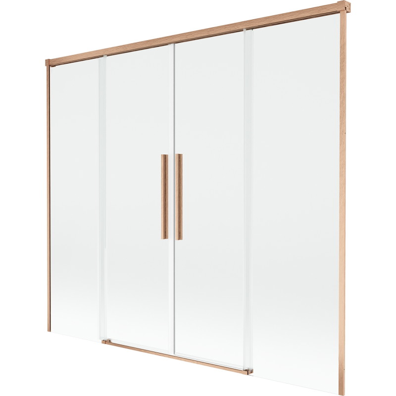 Mexen Rox dviejų dalių vonios pertvara 170 x 150 cm, skaidri, laužyta varis - 8C9-170-002-65-00