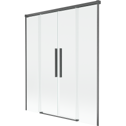 Mexen Rox vonios užuolaida 2 varstomų sparnų stumdomoji 140 x 150 cm, skaidri, šešėlių pilka šlifuota - 8C9-140-002-66-00