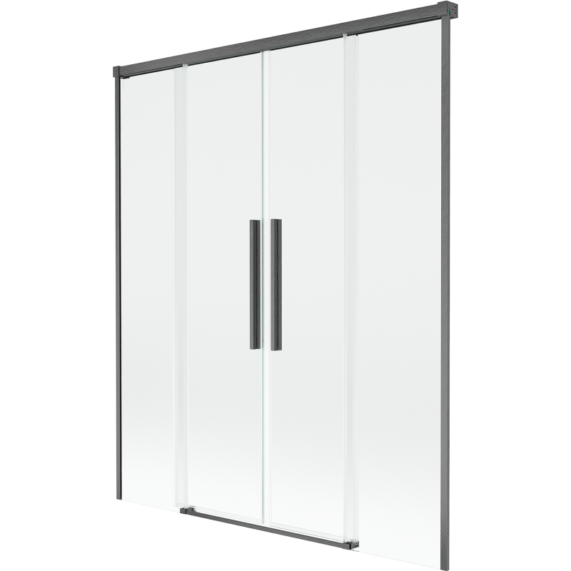 Mexen Rox vonios užuolaida 2 varstomų sparnų stumdomoji 140 x 150 cm, skaidri, šešėlių pilka šlifuota - 8C9-140-002-66-00