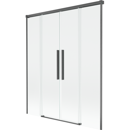 Mexen Rox vonios užuolaida 2 varstomų sparnų stumdomoji 140 x 150 cm, skaidri, šešėlių pilka šlifuota - 8C9-140-002-66-00