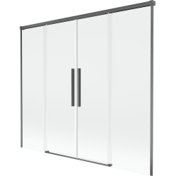 Mexen Rox dviejų dalių stumdomas vonios ekranas, 180 x 150 cm, skaidrus, ginklų pilka matinė - 8C9-180-002-66-00