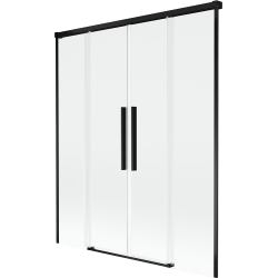 Mexen Rox vonios sienelė 2-dalių slankiojančios durys 140 x 150 cm, permatomos, juodos - 8C9-140-002-70-00