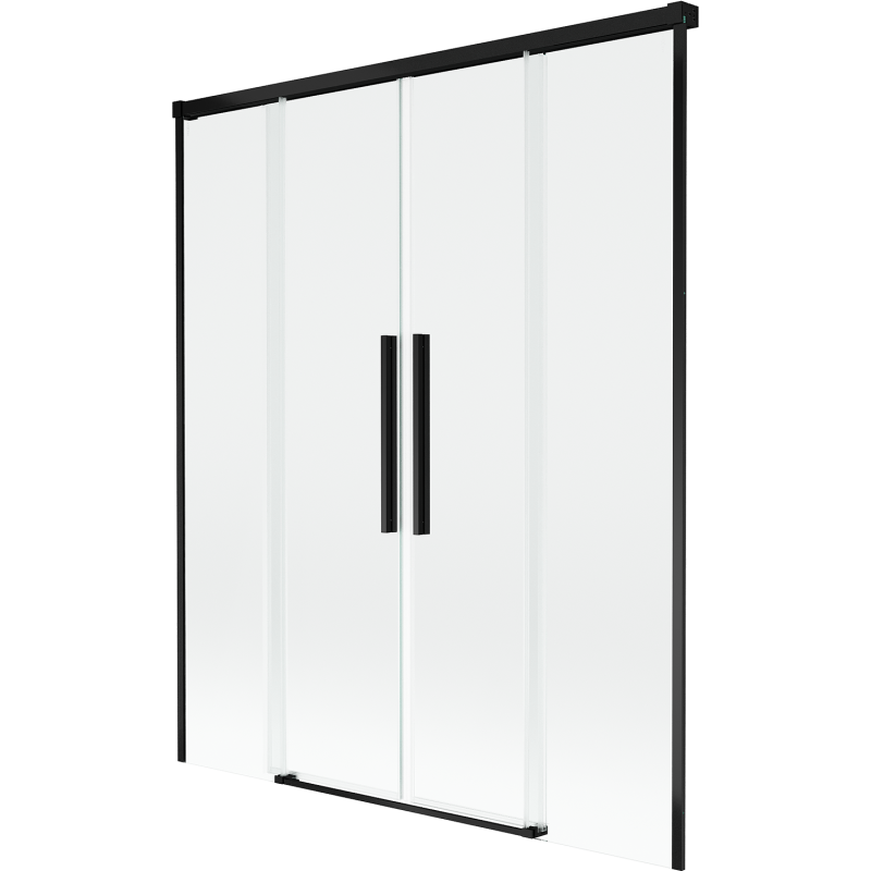 Mexen Rox vonios sienelė 2-dalių slankiojančios durys 140 x 150 cm, permatomos, juodos - 8C9-140-002-70-00