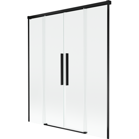 Mexen Rox vonios sienelė 2-dalių slankiojančios durys 140 x 150 cm, permatomos, juodos - 8C9-140-002-70-00