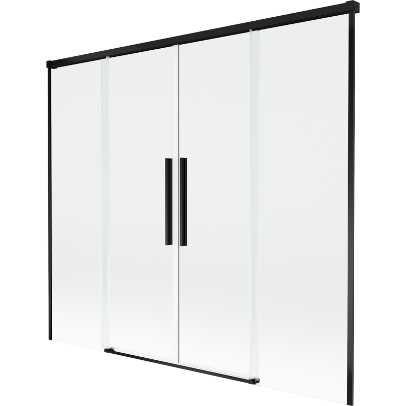 Mexen Rox dvigubas stumdomas dušo ekranas, 170 x 150 cm, skaidrus, juodas - 8C9-170-002-70-00