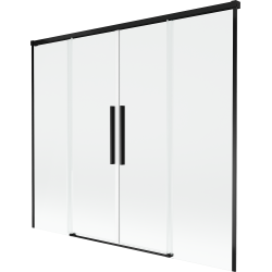 Mexen Rox vonios sulankstomas dušo kabinos ekranas, 2 dalių, stumdomas, 180 x 150 cm, permatomas, juodas - 8C9-180-002-70-00