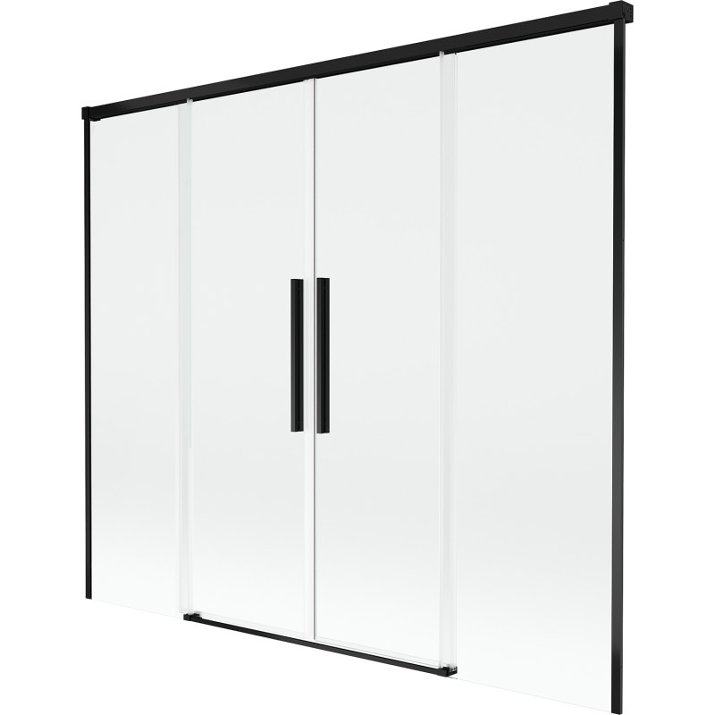 Mexen Rox 2-jų dalių slankus vonios pertvaras 180 x 150 cm, skaidrus, juodas - 8C9-180-002-70-00