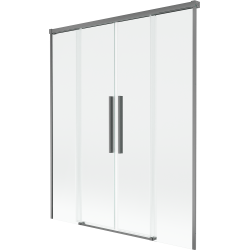 Mexen Rox dviejų dalių stumdomas vonios ekranas 140 x 150 cm, skaidrus, ginklo metalo - 8C9-140-002-95-00