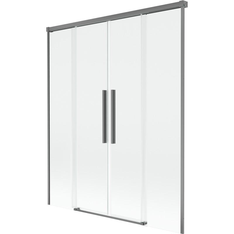 Mexen Rox 2-dalių stumdomas vonios ekranas, 140 x 150 cm, skaidrus, ginklų metalo spalvos - 8C9-140-002-95-00