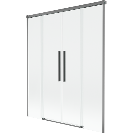 Mexen Rox dviejų dalių stumdomas vonios ekranas 140 x 150 cm, skaidrus, ginklo metalo - 8C9-140-002-95-00