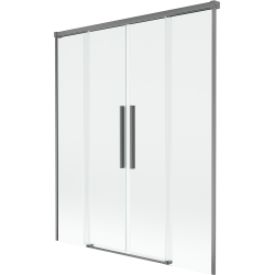 Mexen Rox dviejų dalių slankioji vonios uždanga 150 x 150 cm, permatoma, ginklų metalas - 8C9-150-002-95-00