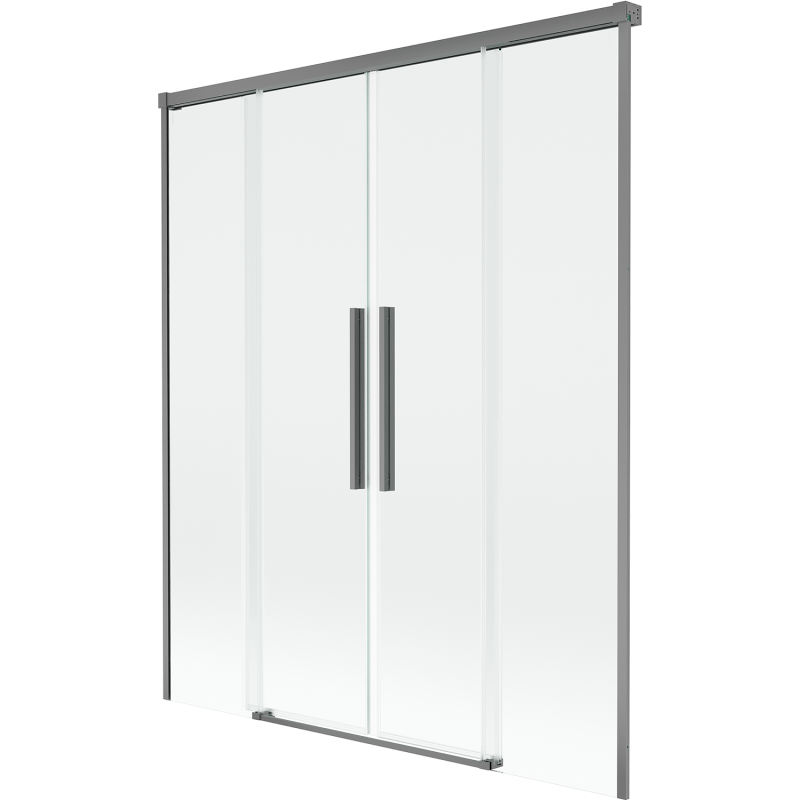 Mexen Rox 2 dalių stumdomos vonios pertvara 160 x 150 cm, skaidri, ginklo metalo spalvos - 8C9-160-002-95-00