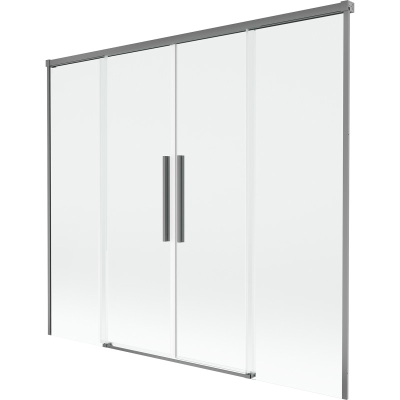 Mexen Rox 2-jų dalių įstumiama vonios pertvara 180 x 150 cm, permatoma, ginklų metalo spalvos - 8C9-180-002-95-00