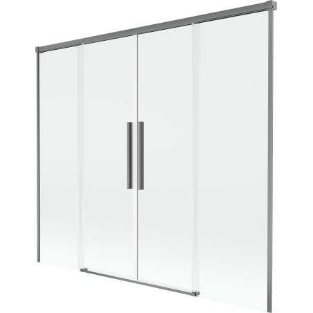 Mexen Rox dušo užuolaida 2 dalių slenkama 190 x 150 cm, permatoma, metalinės pilkos spalvos - 8C9-190-002-95-00